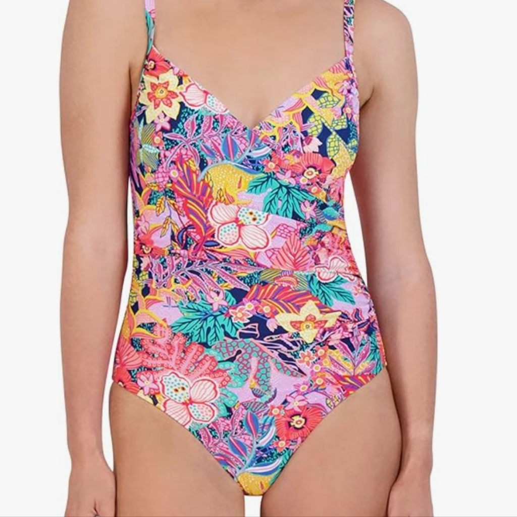 Caribbean Joe Draped One Piece Swimsuit 12 N.W.O.T